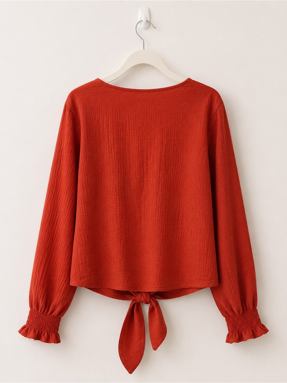 Madewell Rust Tie-Front V-Neck Blouse - Picture 2 of 4